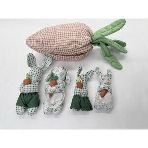 Pier 1 Imports Carrot Bunny Rabbit Easter Family Plush Set Stuffed Animal Toy
